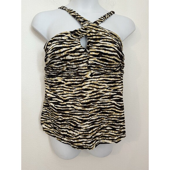 Swimsuits For All Tankini Swimsuit Top Plus Size 20 Swim Tank Animal Print EUC - Picture 1 of 8